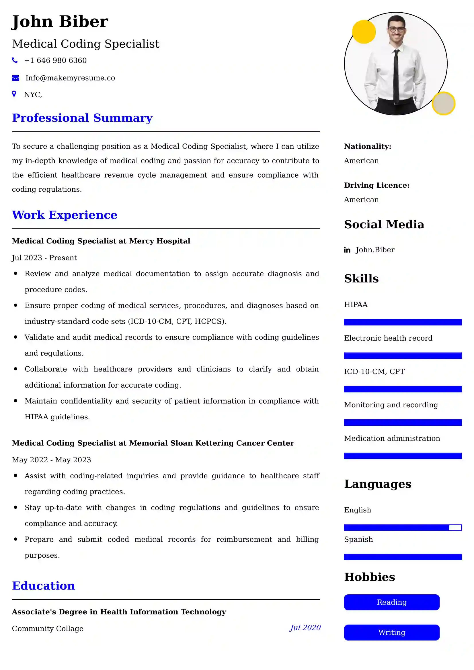 Medical Coding Specialist CV Examples Malaysia