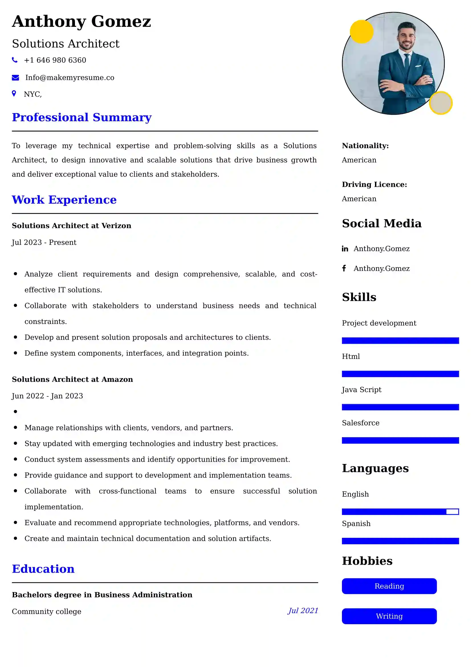 Solutions Architect CV Examples Malaysia