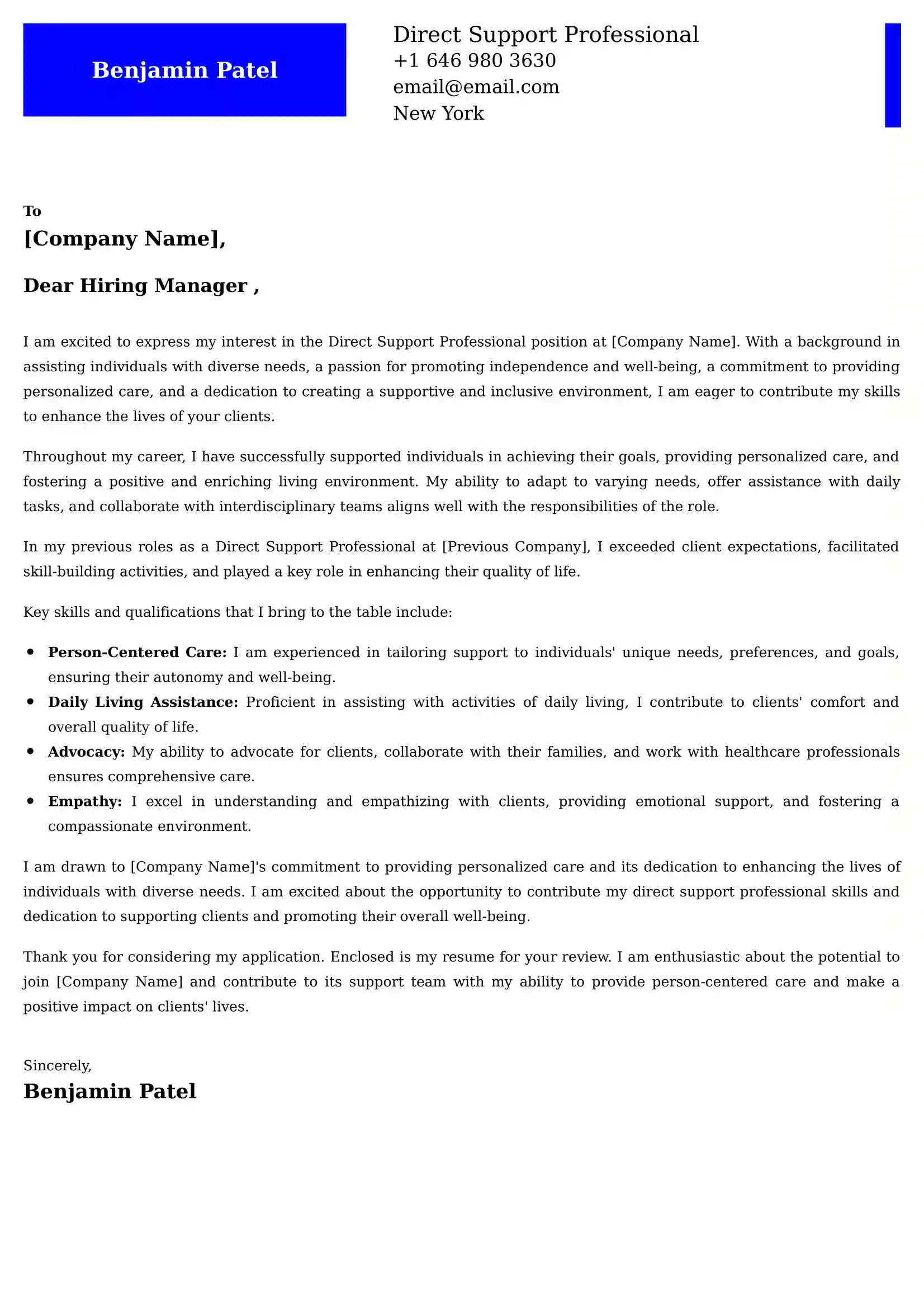 Direct Support Professional Cover Letter Samples Malaysia